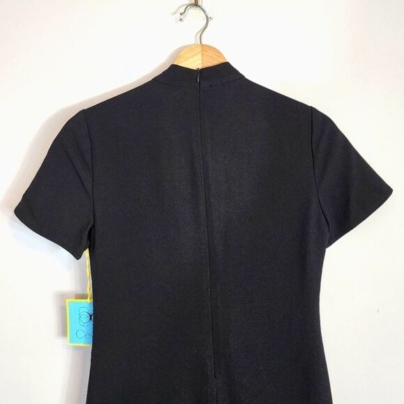 NWT Womens CeCe Bow Neck Short Sleeve Ruffle Hemline Black LBD Dress Size 0 - Picture 11 of 12